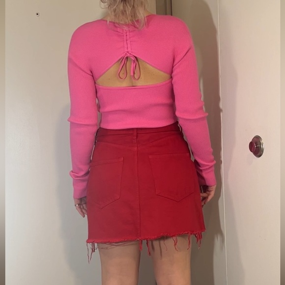 Abercrombie red denim skirt - Picture 2 of 7